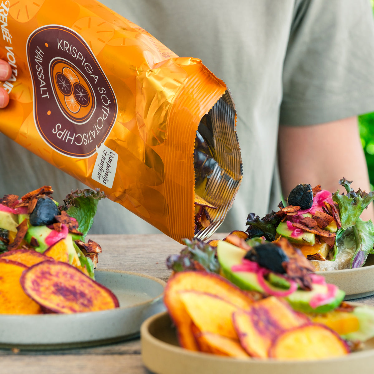 Krispiga Sötpotatischips – Havssalt