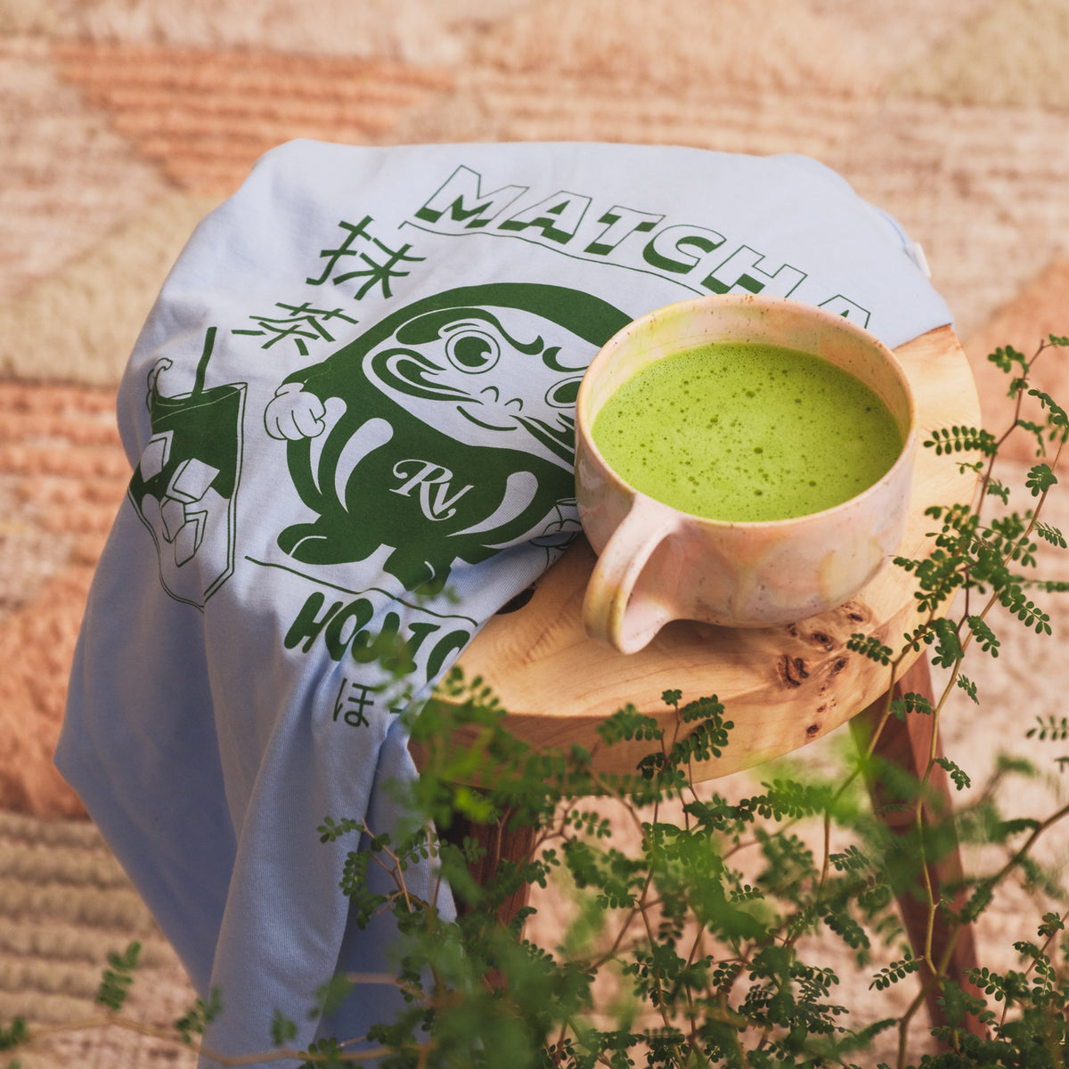 Matcha & Daruma T-Shirt – Blå/Dam